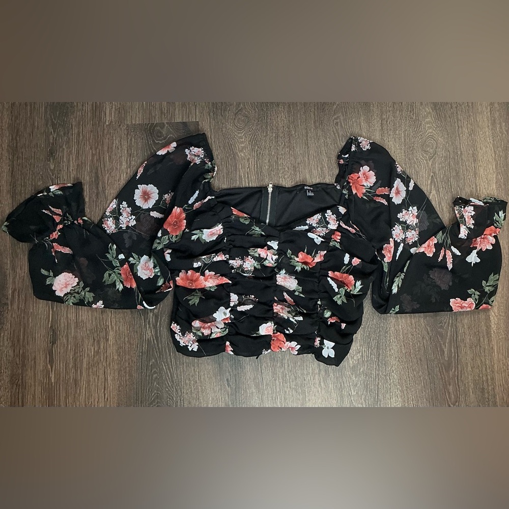Floral Black Women's Crop Top
